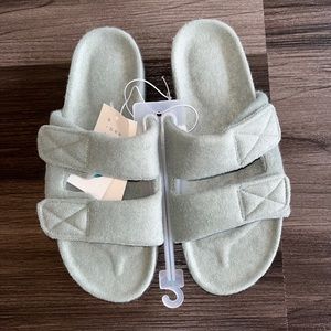 Sage green platform slide sandals